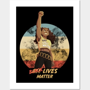 black lives matter demonstran girl Posters and Art